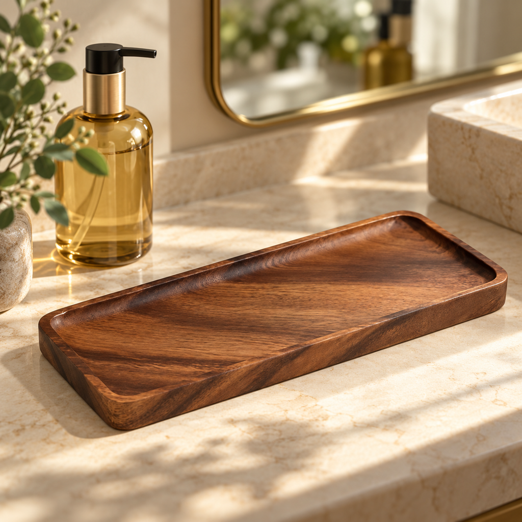 Natural Wood Serving Tray | Coffee, Snacks & Display