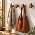 Set of 4 Wooden Wall Hooks | Natural Timber Storage