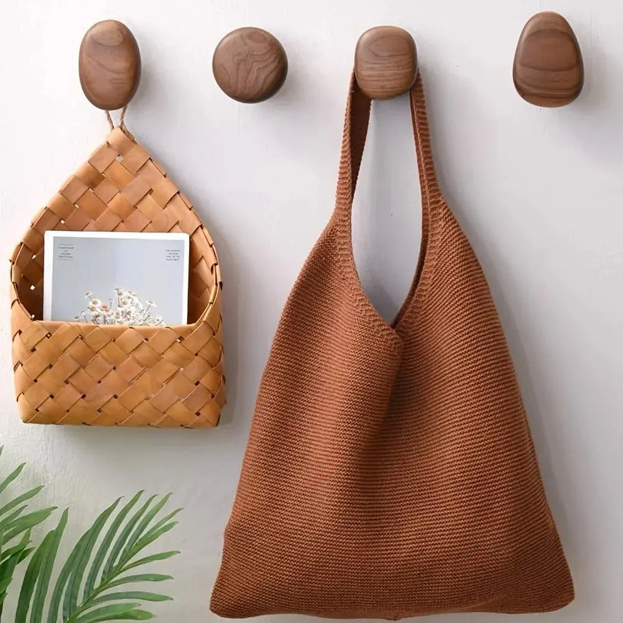 Wooden wall hooks for an organised entryway