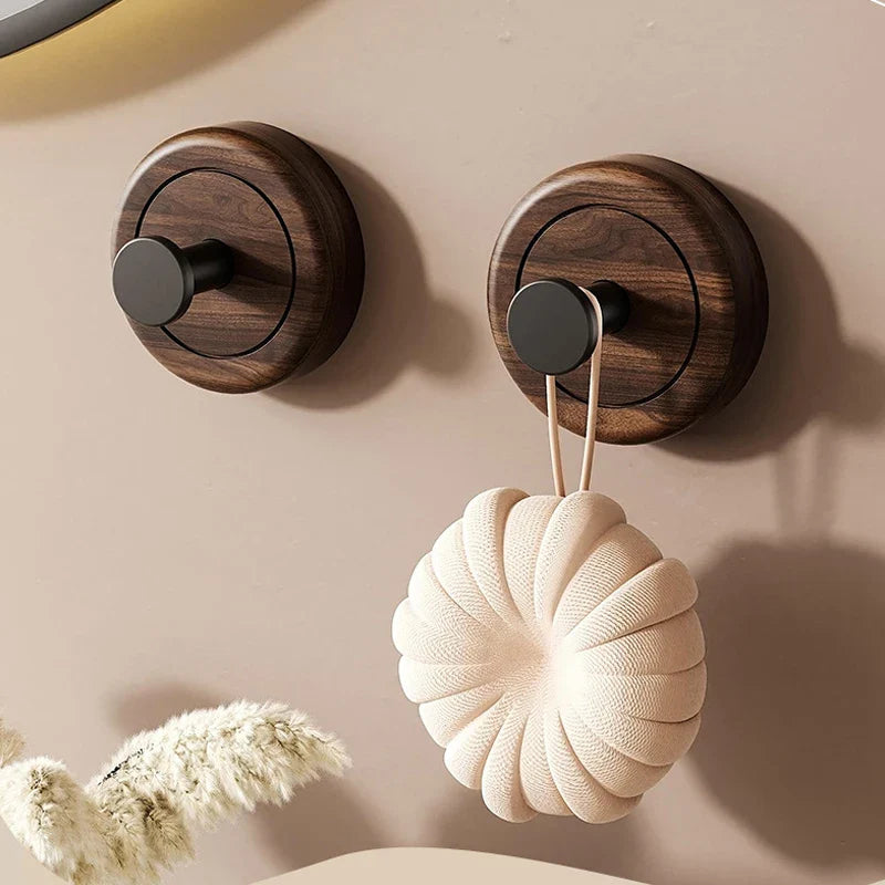 Oak & Origin: “The Hang” Walnut Wood Suction Cup Hook Organizer