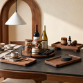 Solid Wood Kitchen Organiser Set with oak serving trays and lazy Susan