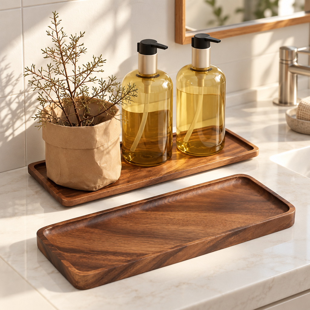 Natural Wood Serving Tray | Coffee, Snacks & Display